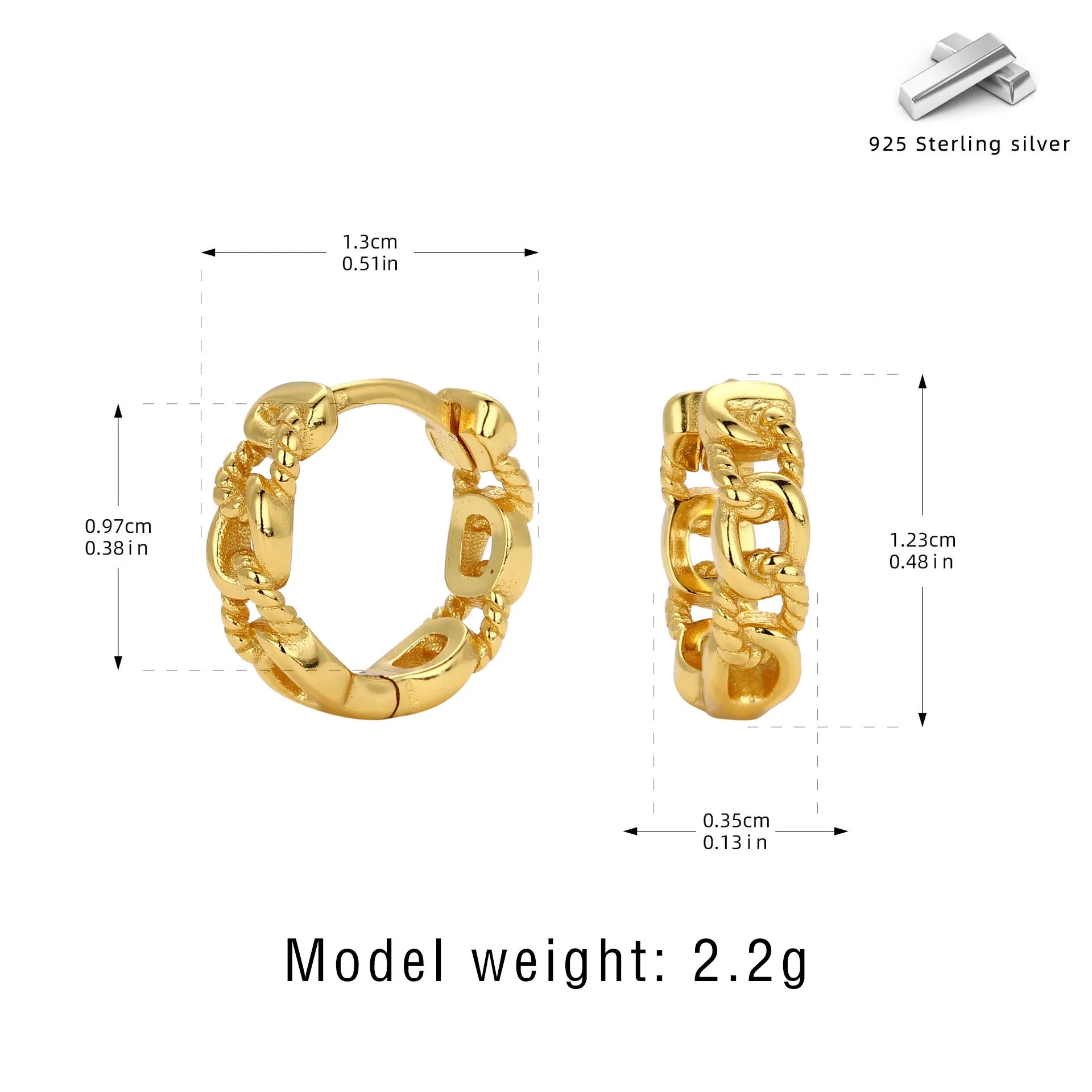 Оригинальные Серебряные серьги-кольца в форме цепочки стиле хип-хоп