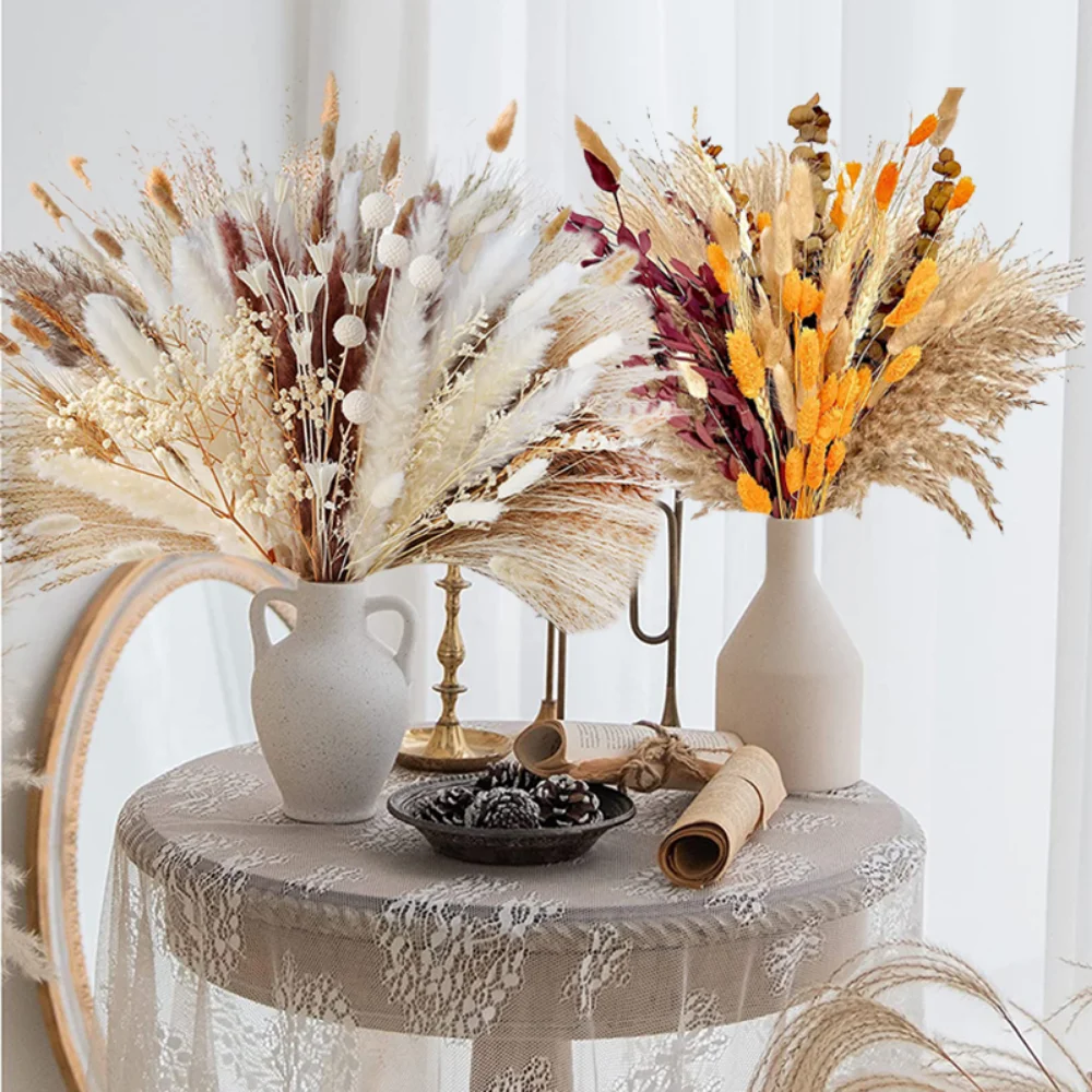 Pampas Natural Pampa Grass Dried Flowers Real Reed Small Bulrush Bouquet Bunny Tail Grass Home Office Decor Wedding Decoration