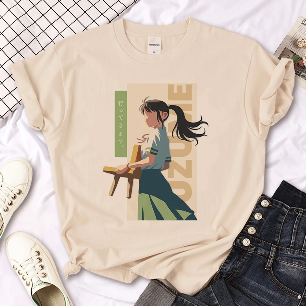 

Suzume No Tojimari Cat Daijin Tee women comic Japanese graphic t shirt female graphic designer 2000s clothing