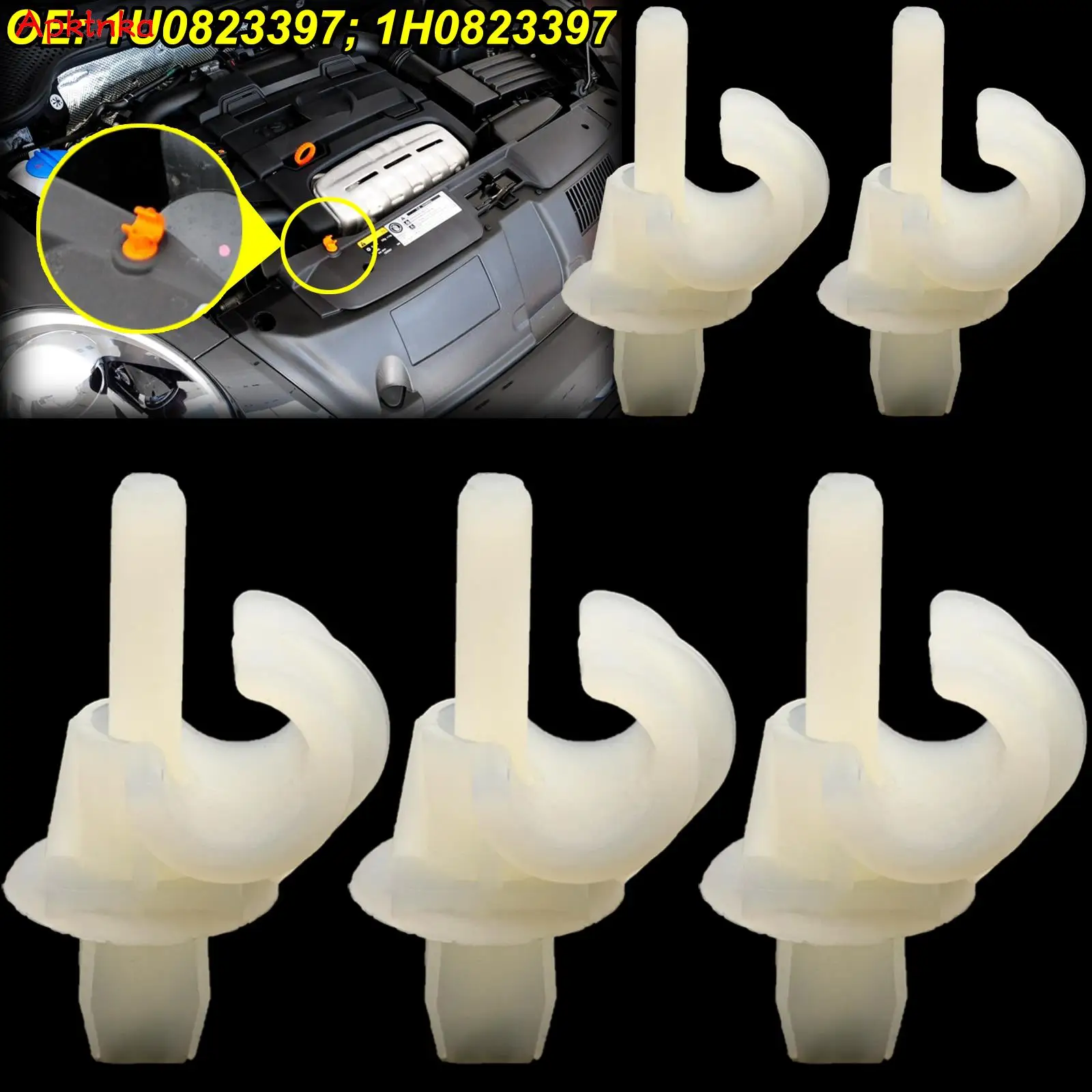 5x для VW Golf Jetta Sharan Beetle Polo Crafter Passat Hood Rod Support Prop Clip Clamp 1U0823397