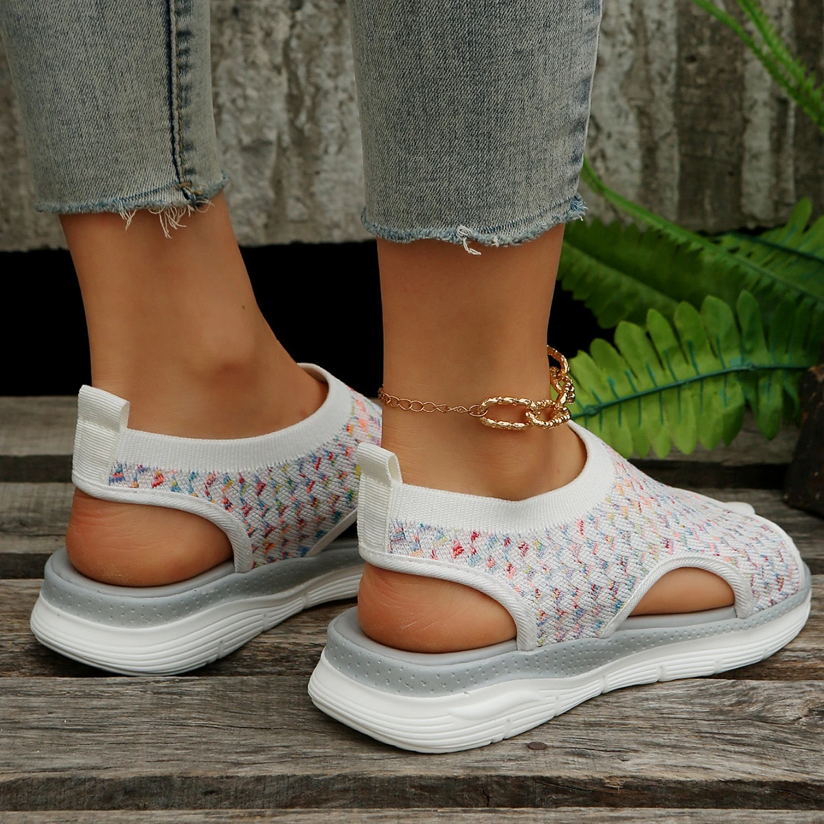 Women Summer Shoes Mesh Fish Platform Sandals Women's Open Toe Wedge Sandals Ladies Light Casual Shoes Zapatillas Muje