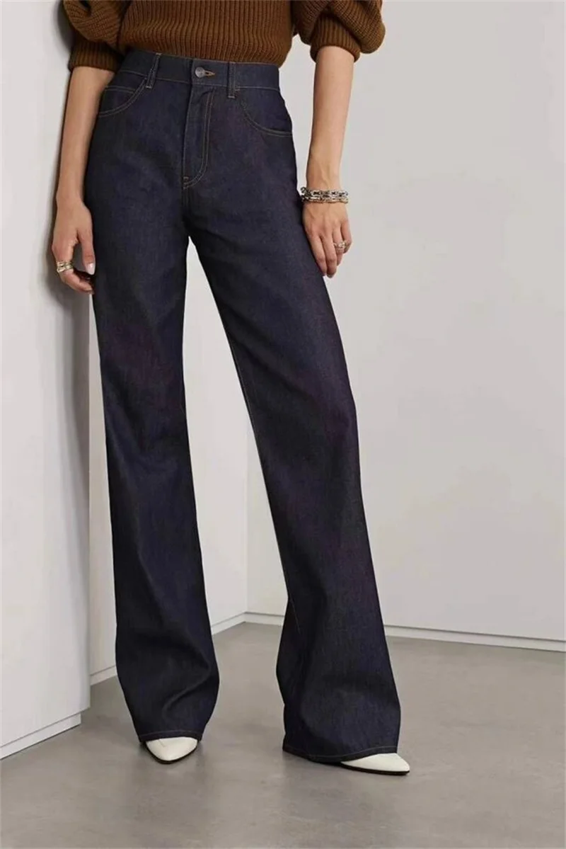 

THE ROW 2023 Spring/Summer Jeans Women's High Waist Straight Slender Loose Relaxed Wide Leg Pants