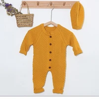 baby suit autumn and winter new boys long sleeved knitted romper girls work clothes hat newborn romper