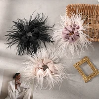 french ostrich hair ring high quality head flower ponytail solid color large intestine hair ring hair hoop hair accessories