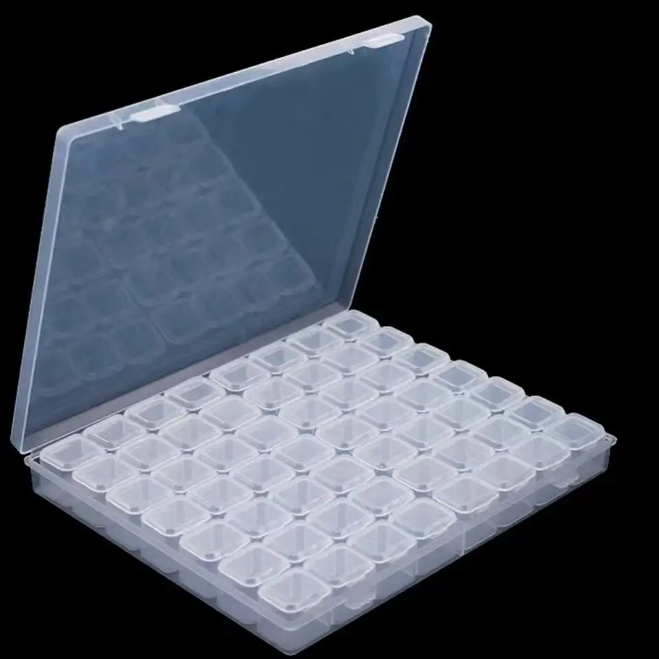

Diamond Painting Boxes Sundries Transparent Plastic Cases Medical Splitters Jewelry Box Storage Organizer Double Layer Pink Box