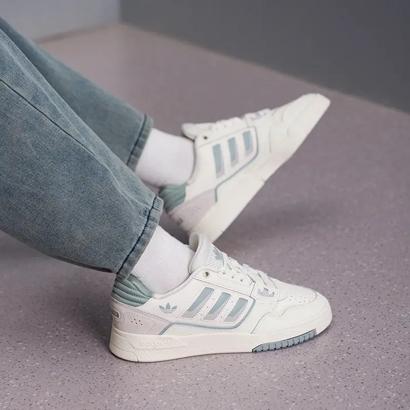 Кроссовки Adidas KJ1116 женские ретро на платформе, кремово-серые с синим, с мягкой тканевой стелькой, износостойкой резиновой подошвой, для повседневной ходьбы (art.: 3920dbbfb3b50) - 3920dbbfb3b50