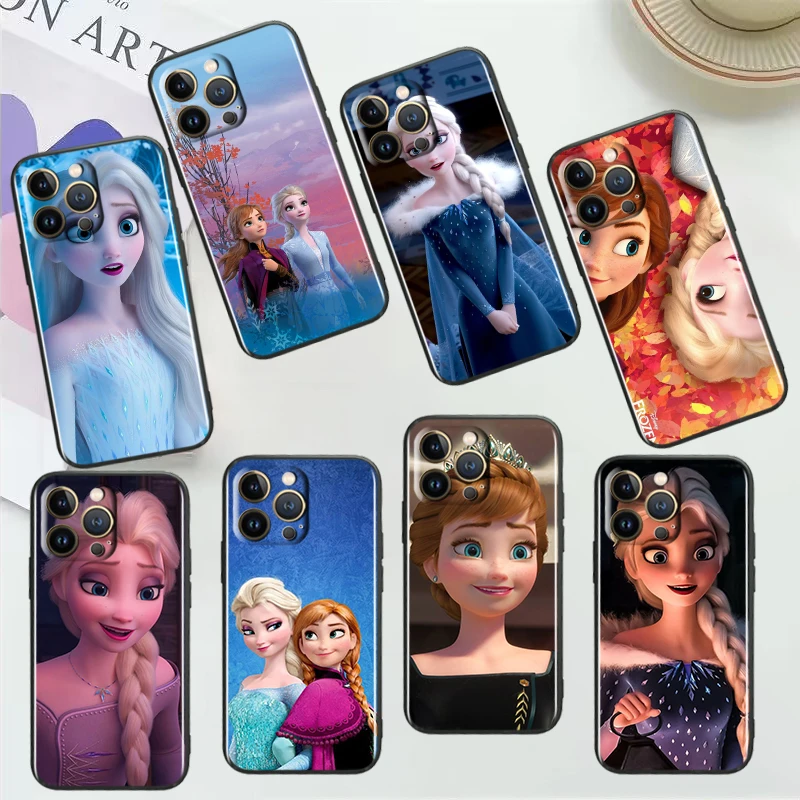 

Anime Frozen Princess For Apple iPhone 14 13 12 11 Pro Max Mini XS Max X XR 7 8 Plus SE2020 Black Phone Case Cover
