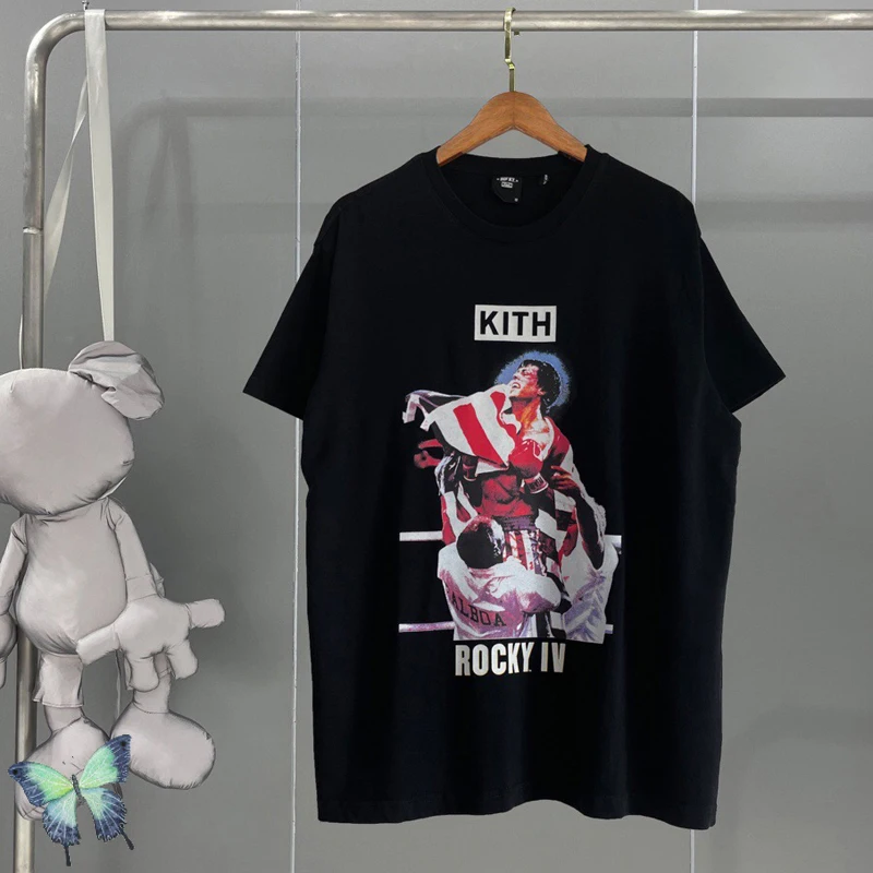 

Stock Heavy Fabric High Quality Men Women Oversize Original Wash Tag Kith Rocky T-shirt