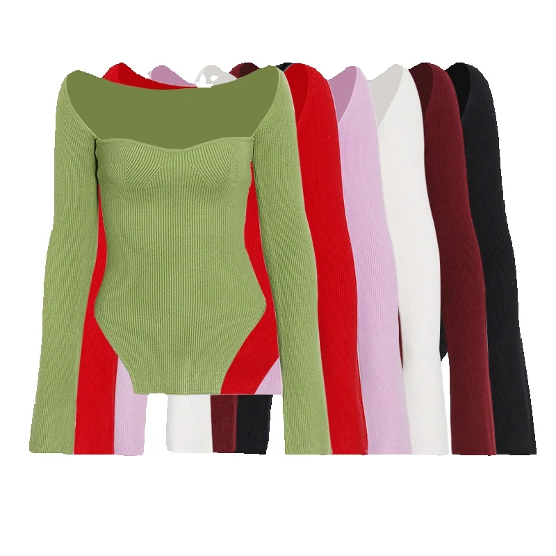 Женский трикотажный топ с открытыми плечами необычное облегающее трикотажное