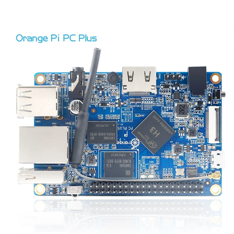 Orange Pi PC Plus RAM 1G With 8GB Emmc Flash Mini Open-Source Support 100M Ethernet Port/Wifi/Camera/Hdmi/IR/MIC With Case