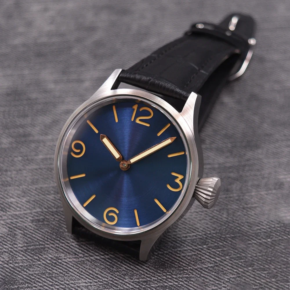 44 мм стерильный циферблат с ручным заводом 6497 механические часы Blu светящийся
