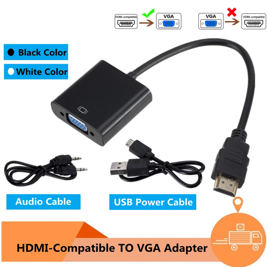 

TO VGA Adapter Cable Male To Famale Converter 1080P VGA Jack 3.5 AUX Cable USB Power For PC Laptop projector TV