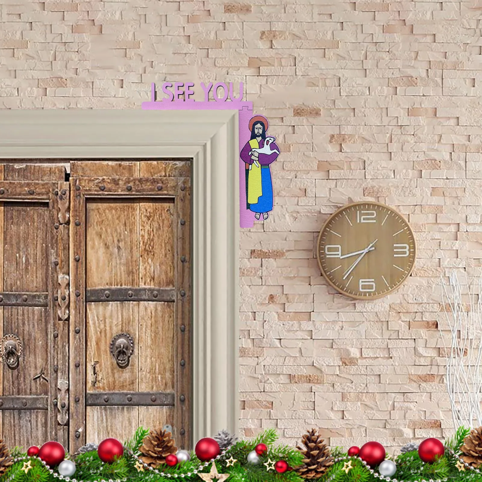 

Дверная рама, я тебя вижу, значок Иисуса, я вижу, дверь Иисуса, сидячее украшение, христианские домашние двери, окна, Пятнистое стекло, украшения