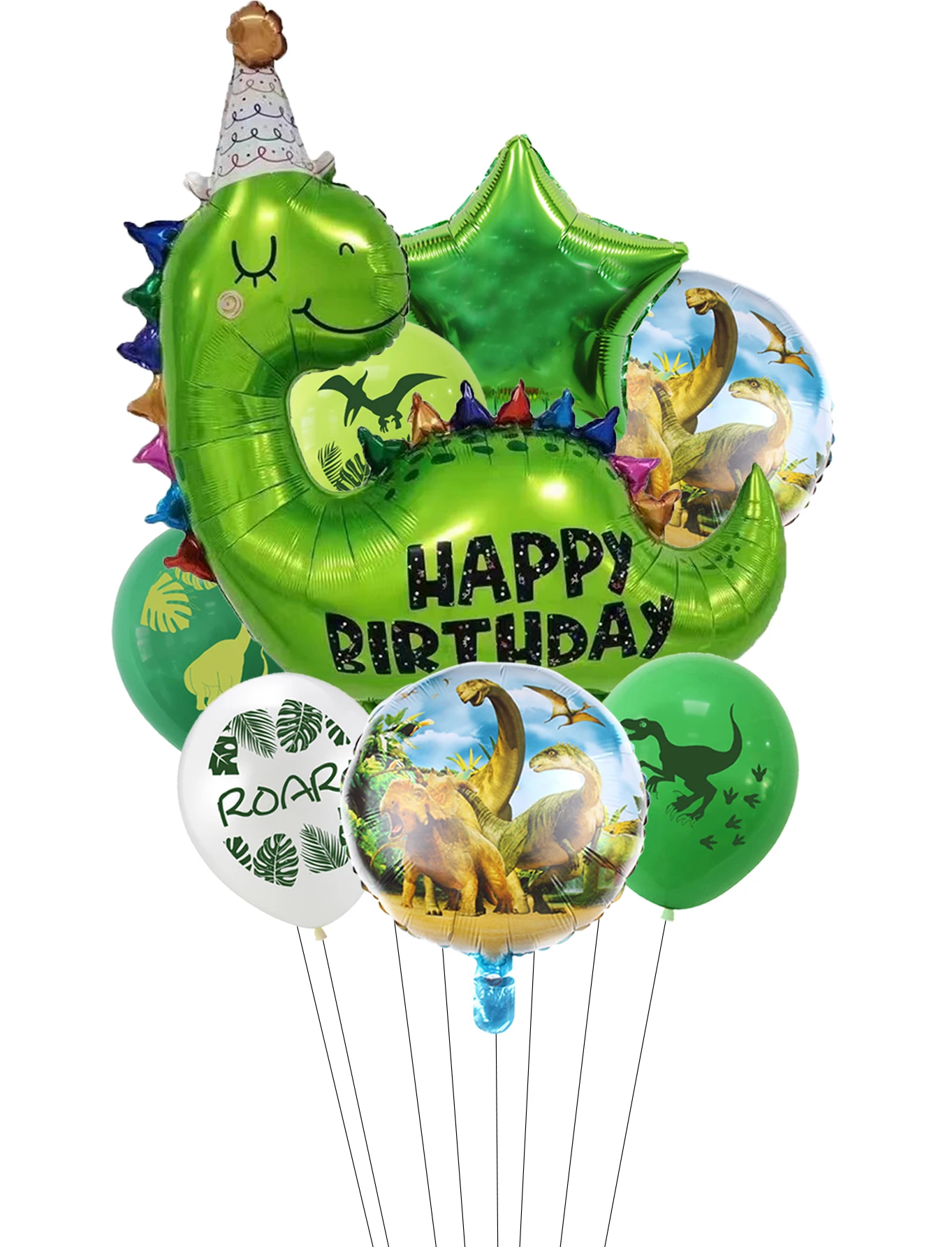

Набор зеленых воздушных шаров с дизайном динозавров EACH PARTY