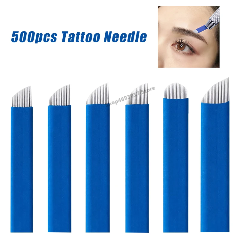 

500 шт., голубые гибкие лезвия для тату-игл, 0,18 мм/0,25 мм