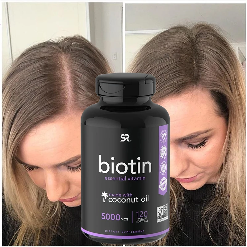 

Healthy Skin & Hair Biotin Supplement, 5000 Mg, Enriched with Coconut Oil, for Hair Growth, Shiny Skin & Strong Nails