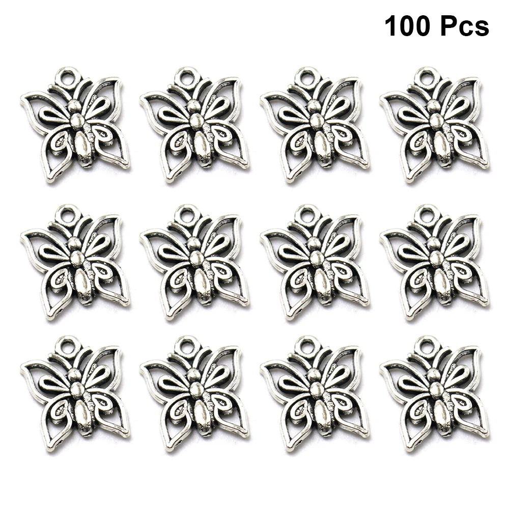 

100pcs Hollow out Pendants DIY Alloy Charms Jewelry Making Accessory for Necklace Earrings ( Silver)