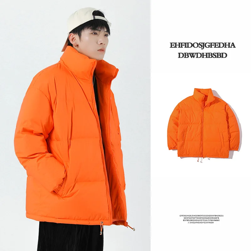 high quality! Couple's cotton jackets for men and women trend winter stand-up collar cold-proof solid color cotton jackets