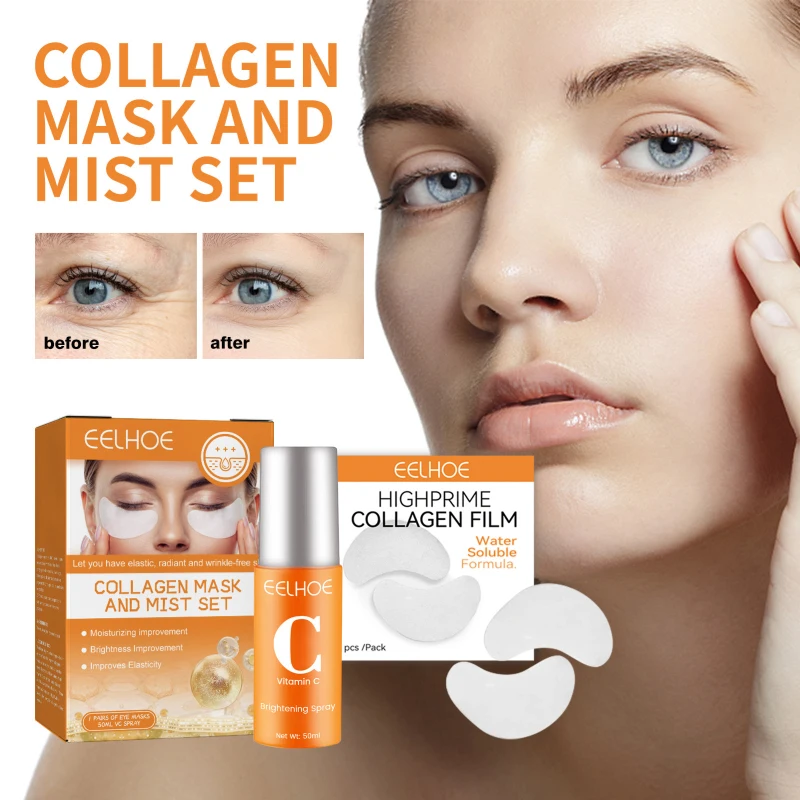 

Collagen Mask And Mist Set Hydrating Anti-Aging Anti-Wrinkle Moisturizing Anti-fine Lines Reduce Eye Bags Black Eye Nourishing
