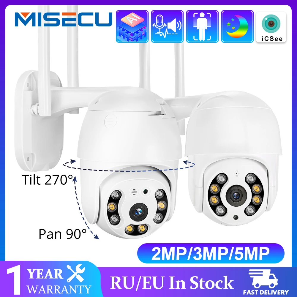

MISECU 1080P 3MP Speed Dome AI Human Detect Wireless WIFI PTZ IP Camera ONVIF Outdoor 5MP 2MP Audio P2P CCTV Surveillance Camera