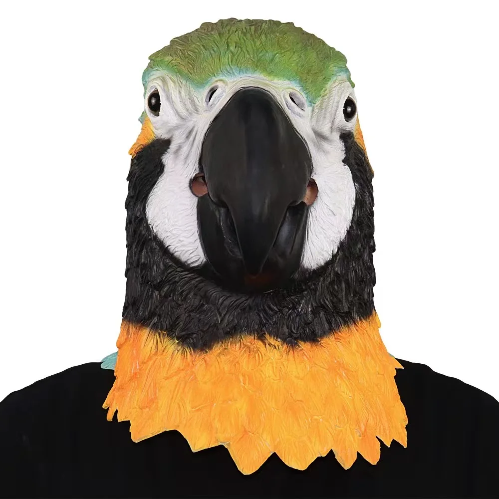 

Parrot Bird Head Mask Funny Mask Halloween Cosplay Costume Latex Long Style Party Carnival Full Head for Adults Ball Attire Mask
