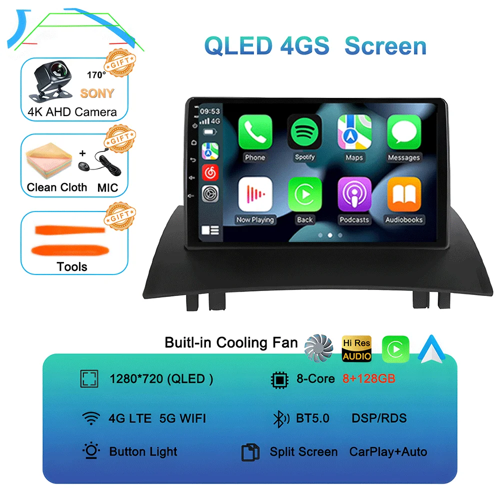 

Android 15 Carplay Auto для Renault Megane 2 2002 2003 2004 2005 2006 2007 2008 2009 Мультимедийный автомобильный радиоплеер WIFI + 4G стерео