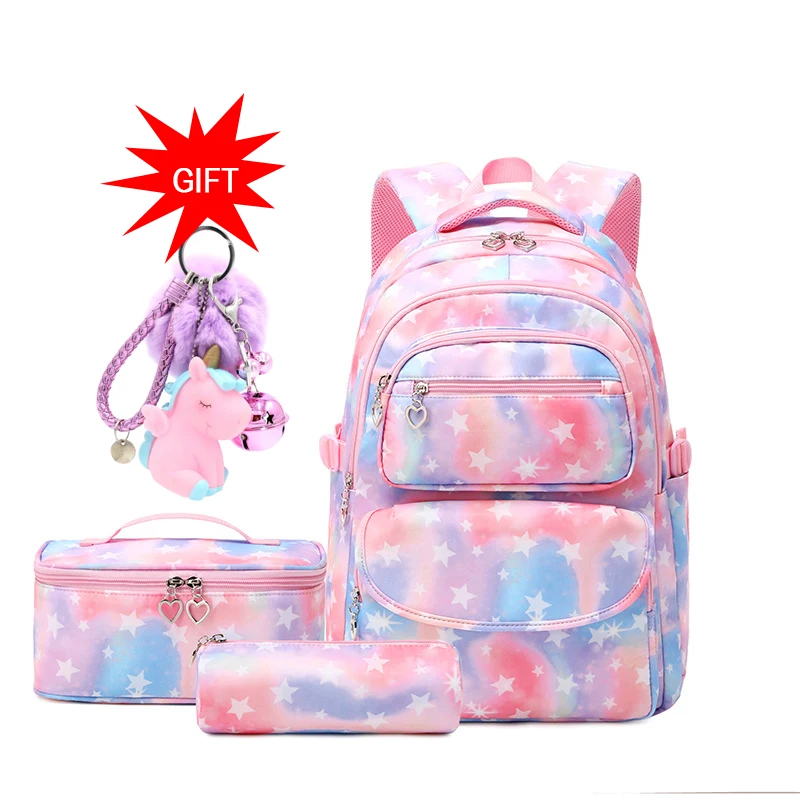Fashion Backpack for Kids Girls School Backpacks with Lunch Box Teens Girls Bookbags Set Children's Waterproof Schoolbag
