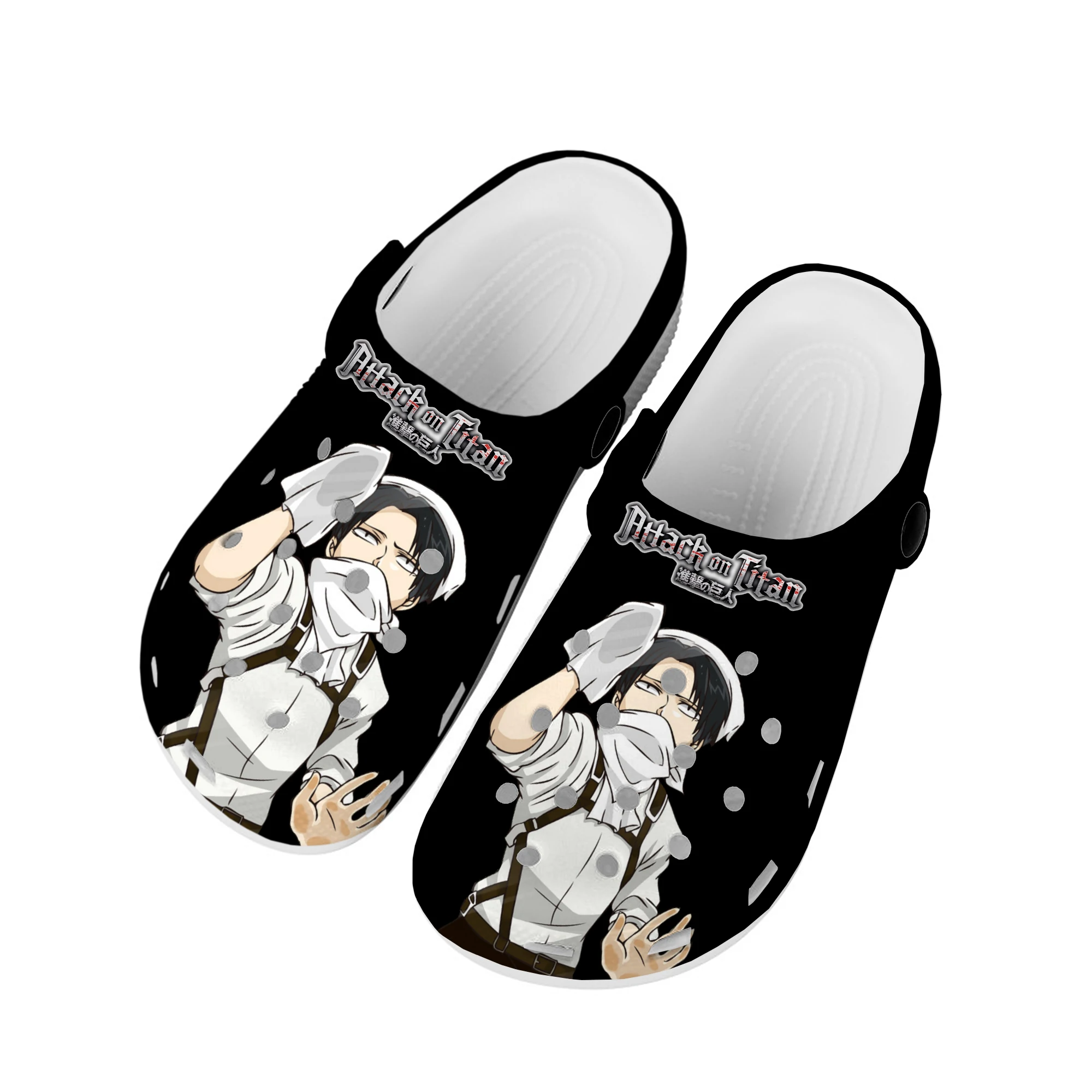 

Аниме атака на Титанов Levi Ackerman домашние Сабо под заказ обувь для воды Мужская Женская подростковая обувь садовые Туфли-сабо пляжные тапочки с дырками