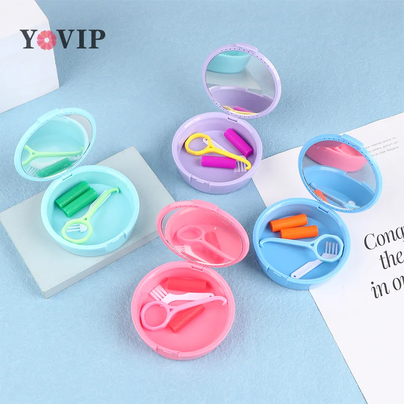 

1PC Portable Dental Orthodontic Retainer Box With Mirror Braces Extractor Small Brush Bite Hose Combo Set Dental Oral Care