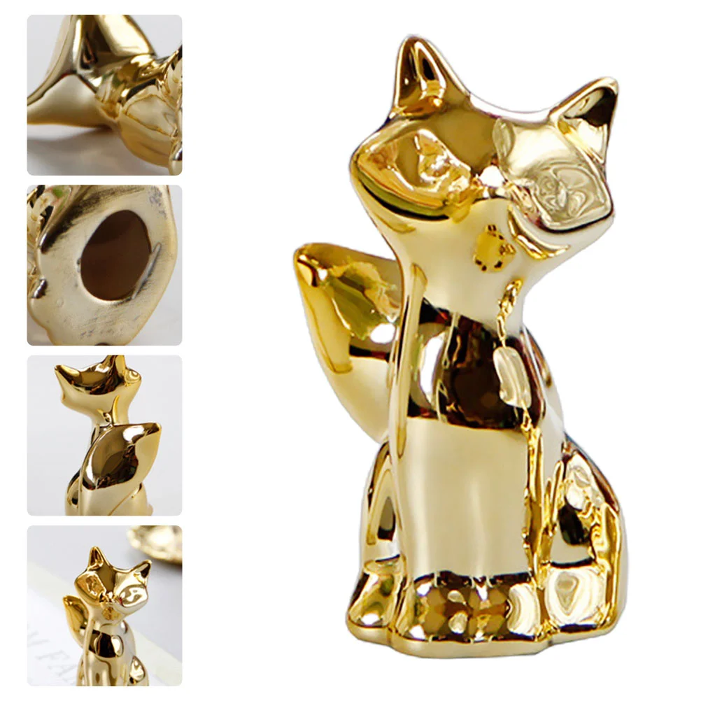 

Fox Figurine Animal Statue Christmas Ceramic Fake Sculpture Ornament Figure Decor Ornaments Decoration Decorations Gifts