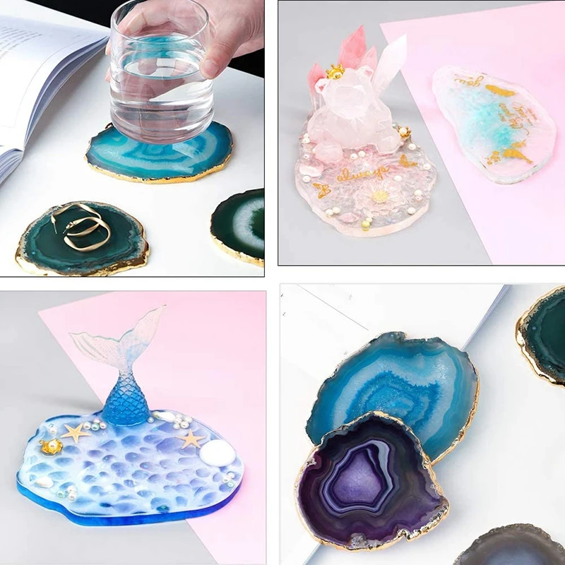 Resin Agate Piece Silicone Mold 5 Large Size Irregular Patterns Epoxy For Making Cloud-Shaped Coasters |