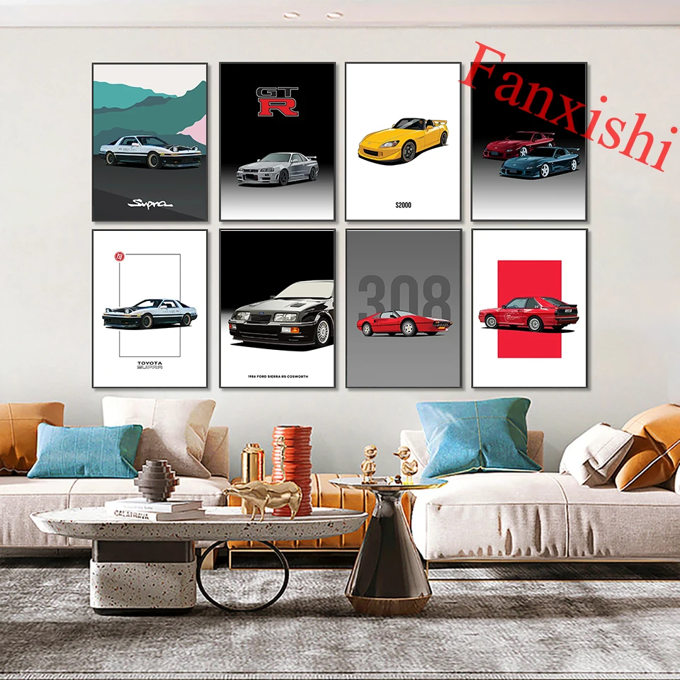 

R34 Nissan Skyline GTR Car Vintage Poster Modern Wall Art Canvas Painting Hd Prints Modular Pictures Home Living Room Decor Gift
