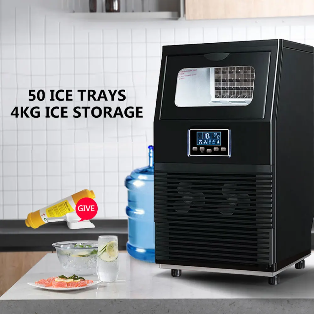 

50KG Cube Ice Machine Automatic Ice Maker Machine Water Inlet Ice Maker Desktop Commercial Mini Ice Maker Machine