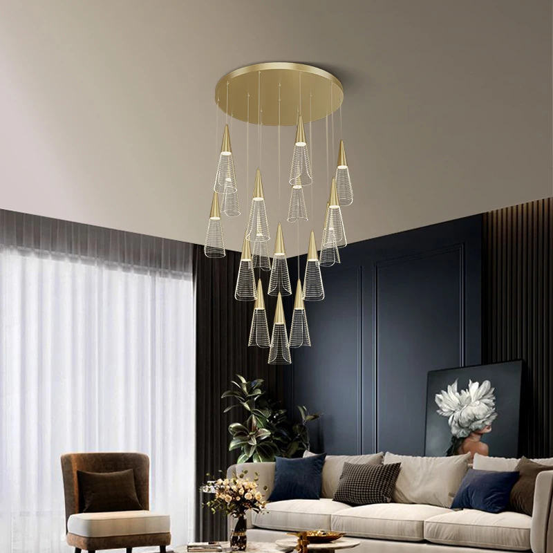 

LED Pendant Light Modern minimalist duplex floor hall fashion atmosphere Nordic living room lamp spiral long Stair chandelier