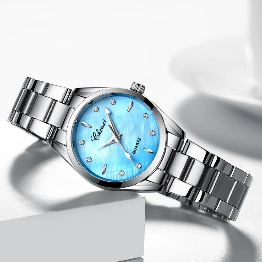 Women Watches Rhinestone Diamond Shell Dial Clock Quartz Wristwatches Ladies Top Luxury Brand Fashion Watch Steel Strip Female
