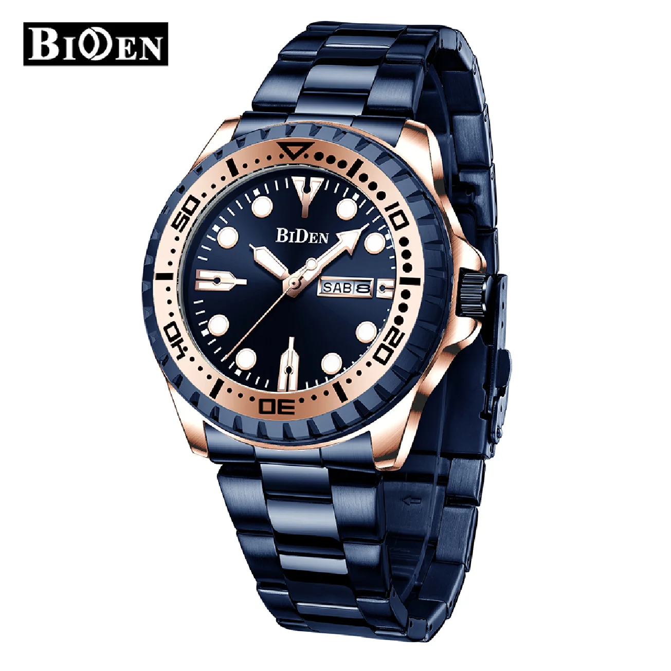 

BIDEN Men Quartz Watch Full Stainless Steel Business Wristwatch For Male Calendar Date Luminous Clock Waterproof Watches relogio