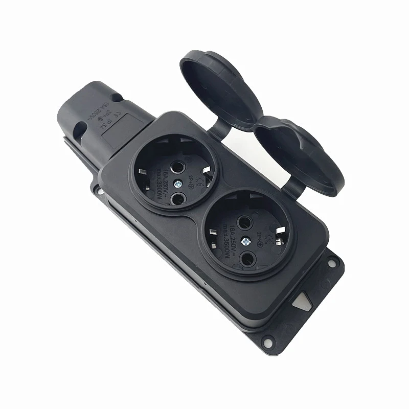 

ЕС, немецкая 2-сторонняя уличная водонепроницаемая розетка, дождевик с крышкой, Германия, Россия, беспроводной удлинитель, IP54, 16 А, 3500 Вт