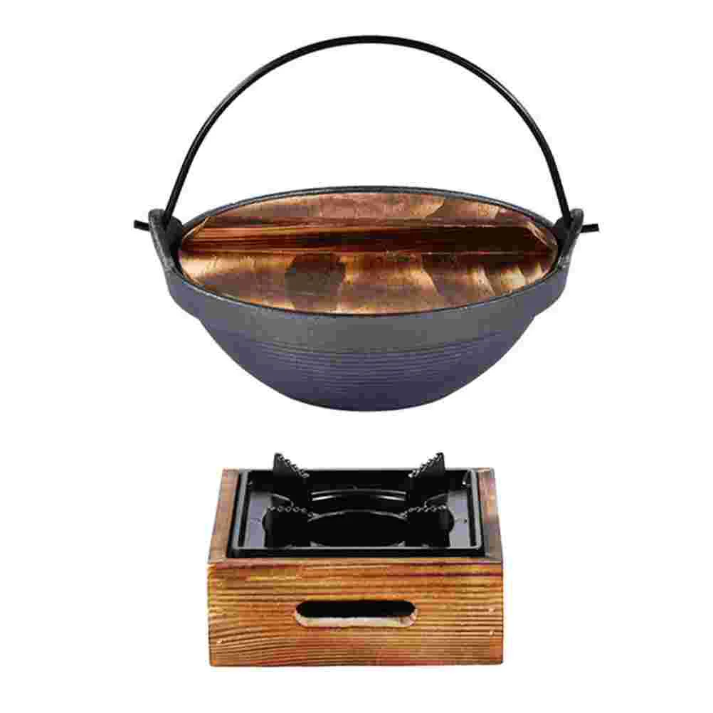 

Pot Sukiyaki Iron Japanese Cast Soupshabu Pan Cooking Hot Single Nabe Bbq Lid Serving Handle Noodle Stockpot Stick Non Nabemono