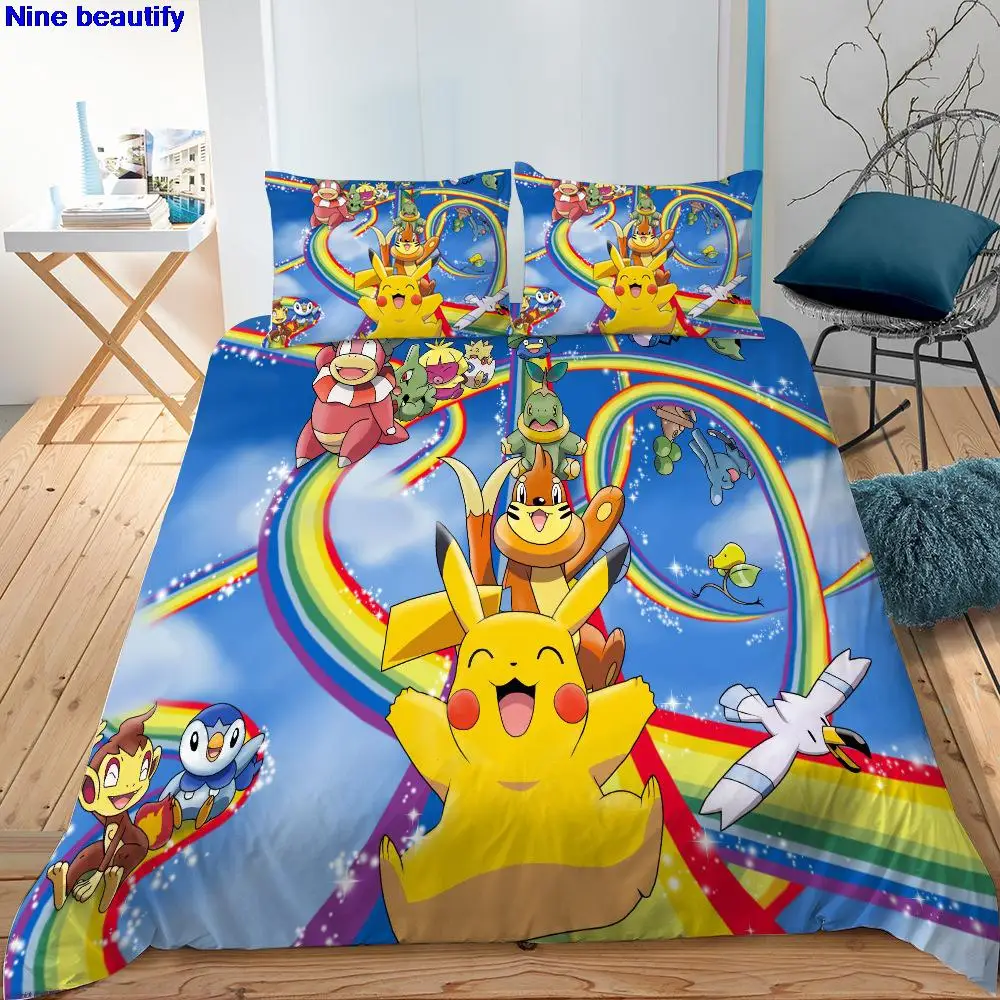 Постельное белье Покемон Пикачу с аниме набор пододеяльник и наволочка