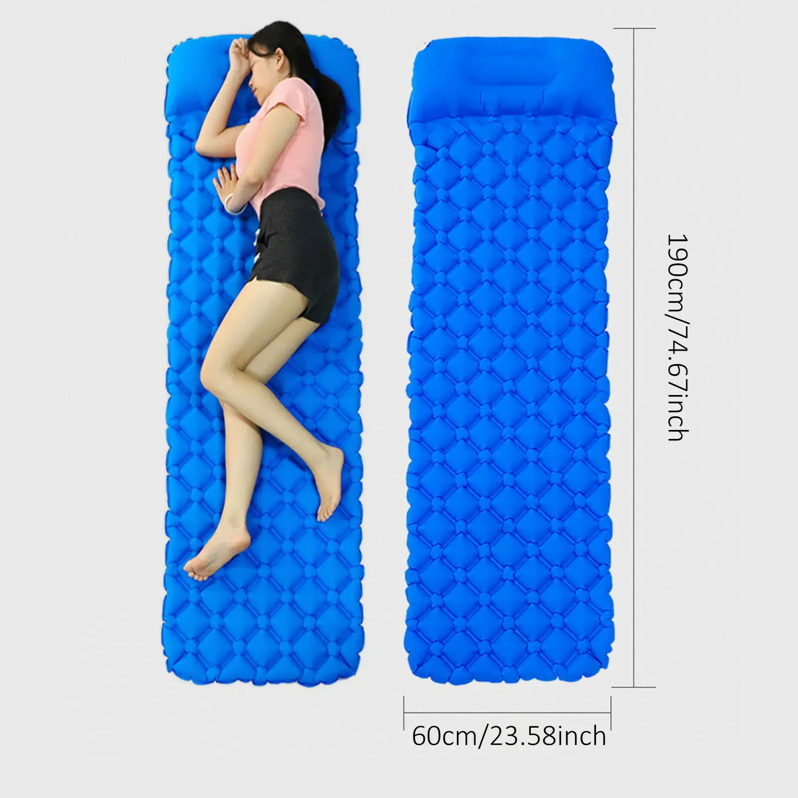 

Camping Sleeping Mat Inflatable Moistureproof Tent Pad Lightweight with Pillow