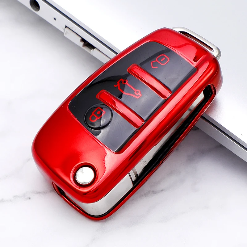

Чехол для ключей, из ТПУ, для Audi A1, A3, A4, A5, A6, A7, Q5, S6, B6, B7, B8, C6, 8P, 8V, 8л, TT, RS, складной, с креплением для ключей