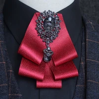 mens black rhinestone bow tie fashion new british gentleman suit shirt formal dress bowtie groom host accessories collar flower