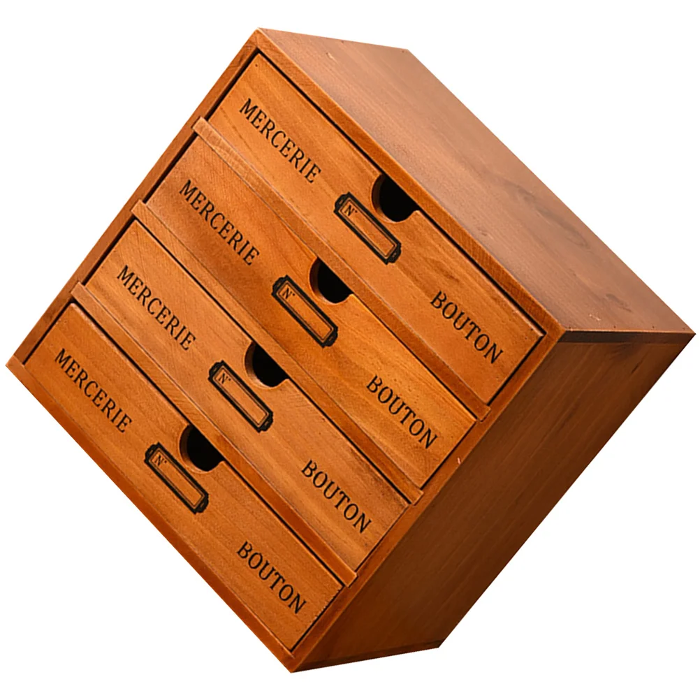 

Drawer Storage Box Table Sundries Holder Multi-use Wooden Office Organizer Small Desk Cabinet