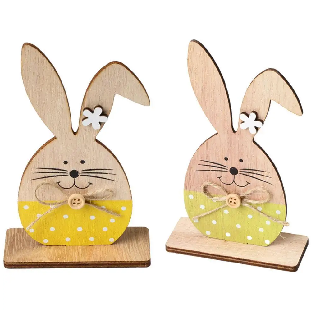 

Easter Bunny Ornaments Home Shop Table Decorations Cute Wooden Rabbit Shapes Ornaments Craft Gifts