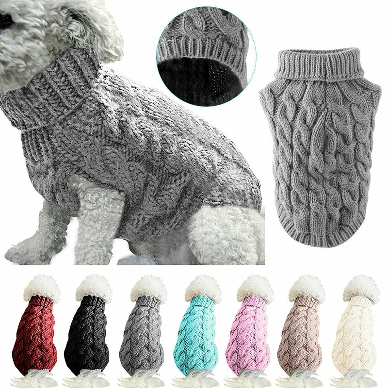 

Dog Sweaters Winter Warm Dog Clothes for Small Dogs Turtleneck Knitted Pet Clothing Puppy Cat Sweater Vest Chihuahua Yorkie Coat