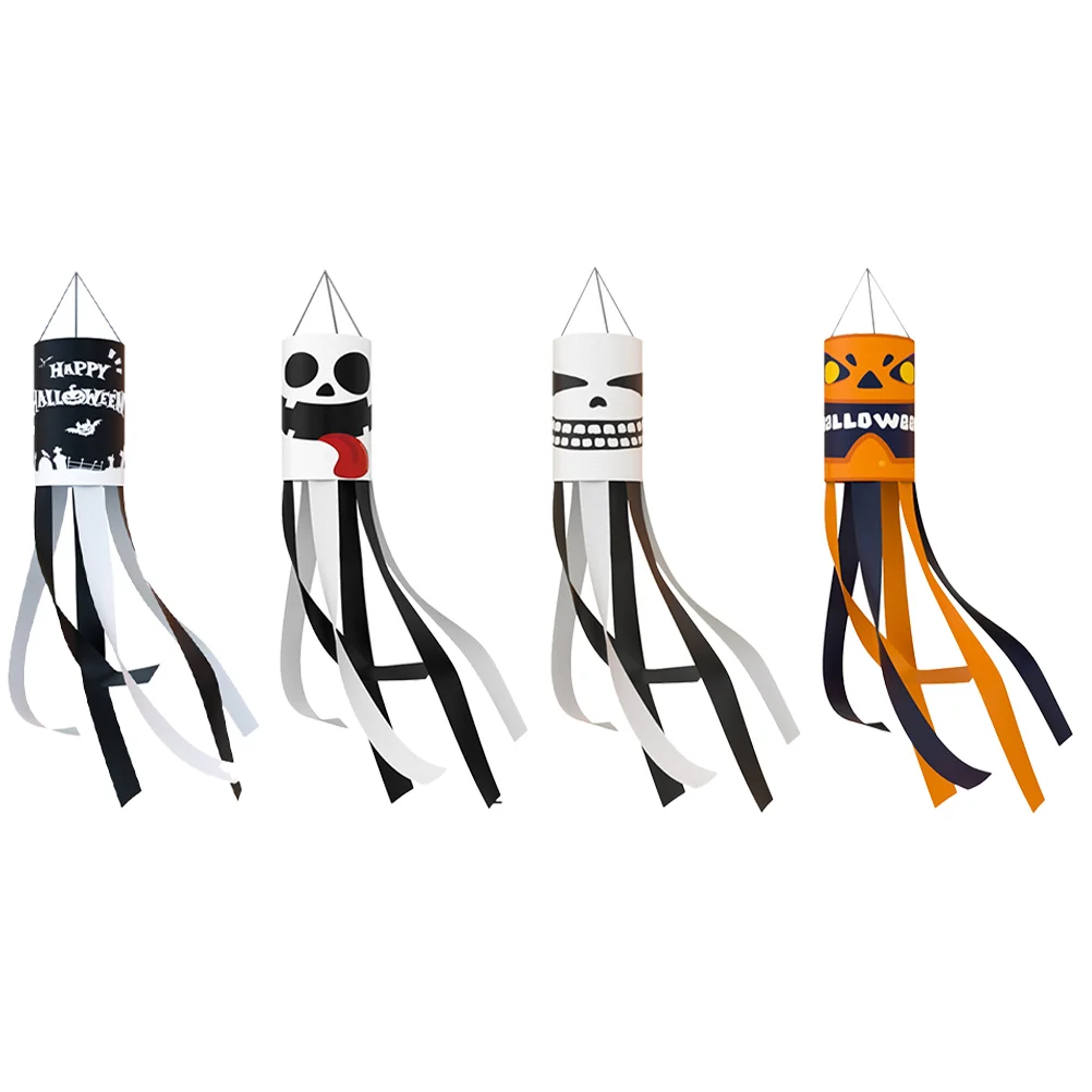 

4 Pcs Tree Decorations Outdoor Halloween Windshield Flag Supplies Hanging Haunted House Sock Polyester Cloth Windsock