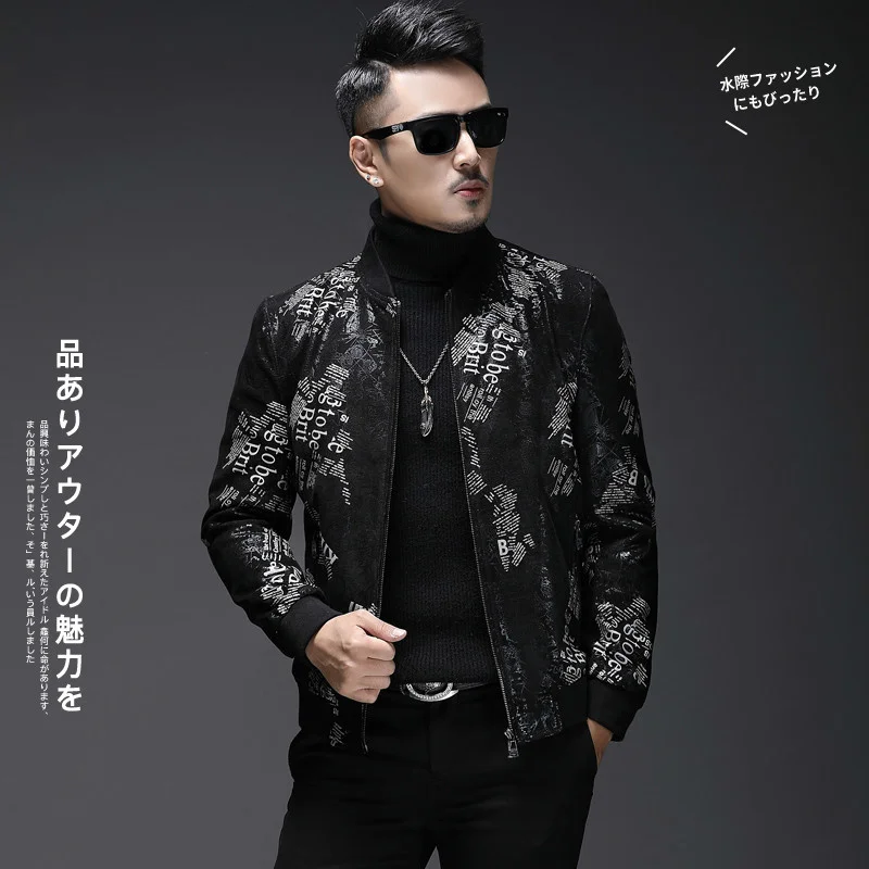 

Мужская короткая куртка AYUSNUE из натуральной кожи, корейское осеннее пальто из овечьей кожи, Бейсбольный воротник, облегающие мужские кожаны...