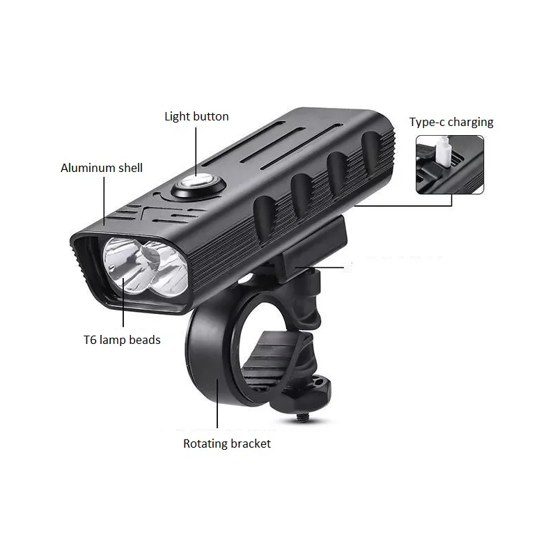 Передний светодиодный фонарь для горного велосипеда двойсветильник Ночной