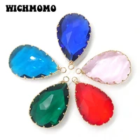 new 1pieces 3321mm crystal big green pink water heart shaped charms framed faceted bezel pendant for diy necklace accessories