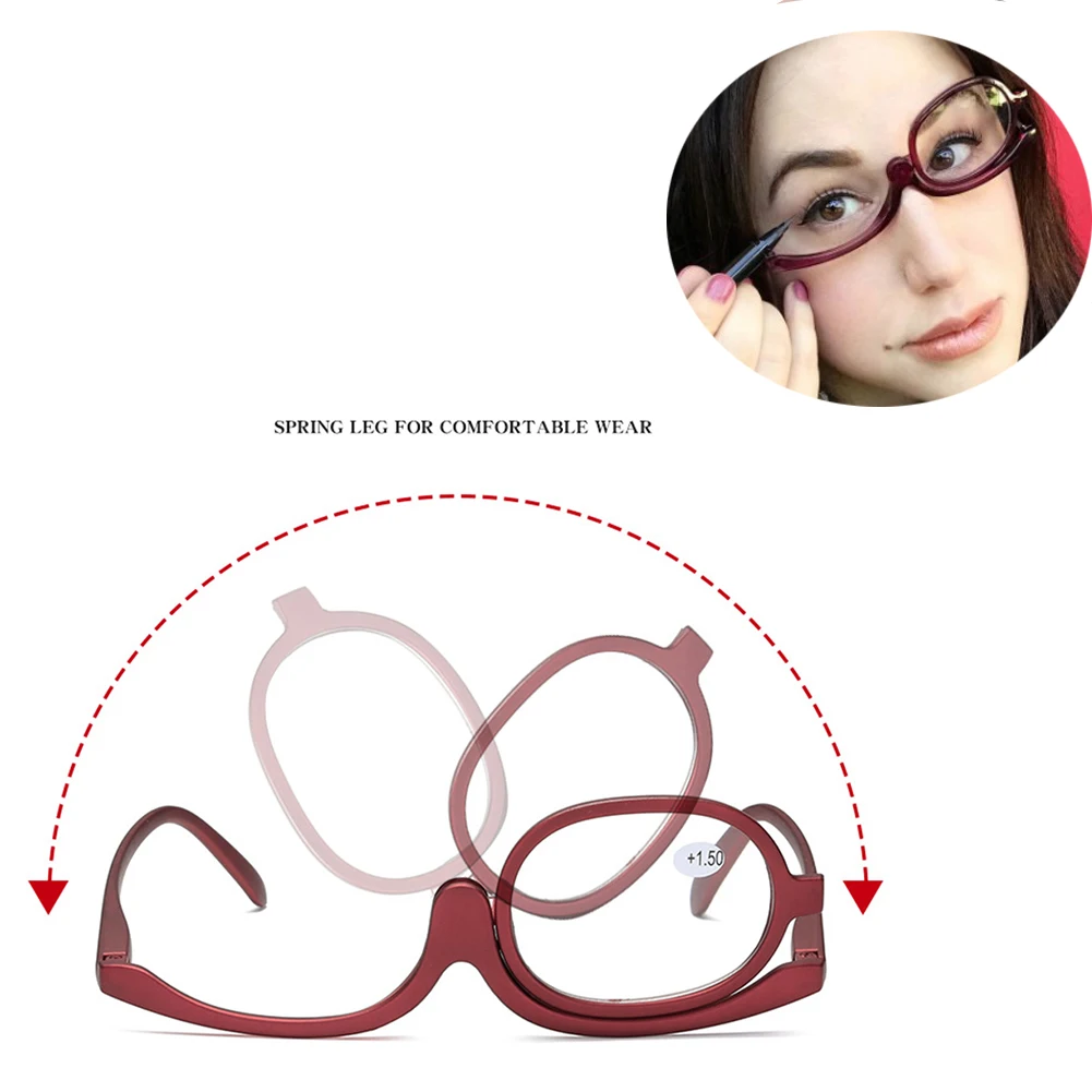 

Rotating Magnifying Makeup Reading Glasses For Women Folding Clamshell Cosmetic Presbyopic Spectacles Glasses For Elder Unisex